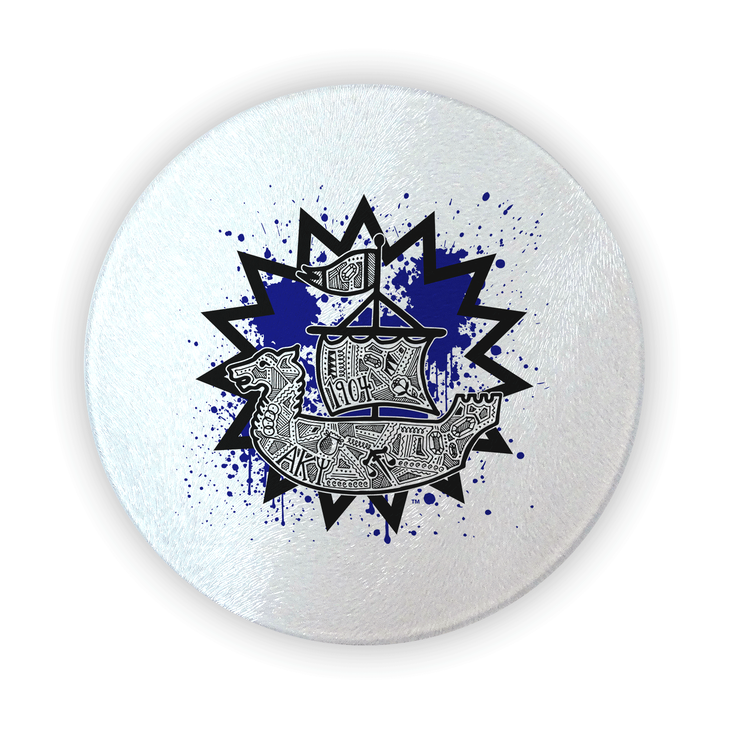 Alpha Kappa Psi AKPsi cutting board circular round glass gift