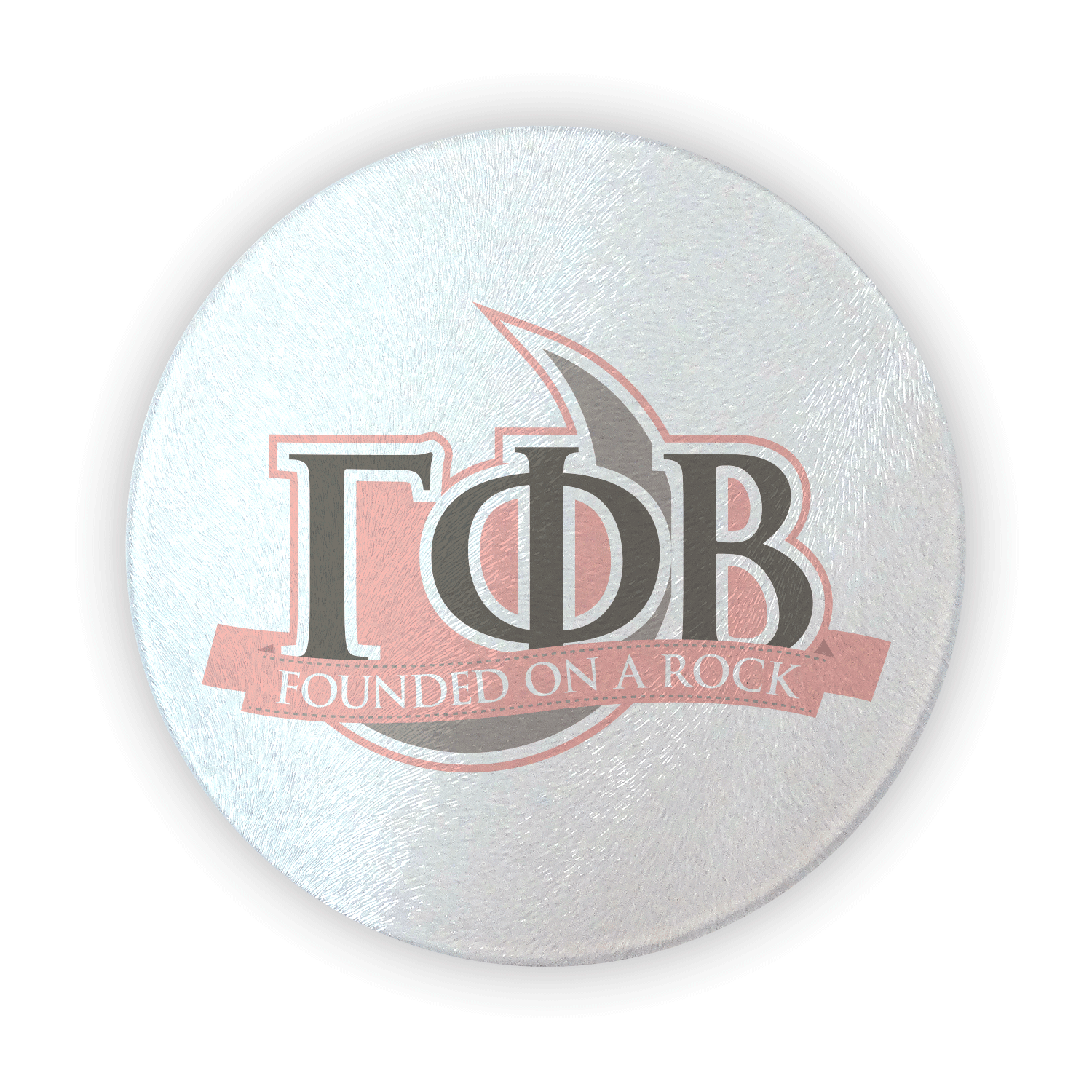 Gamma Phi Beta big little gift cutting board circular round glass