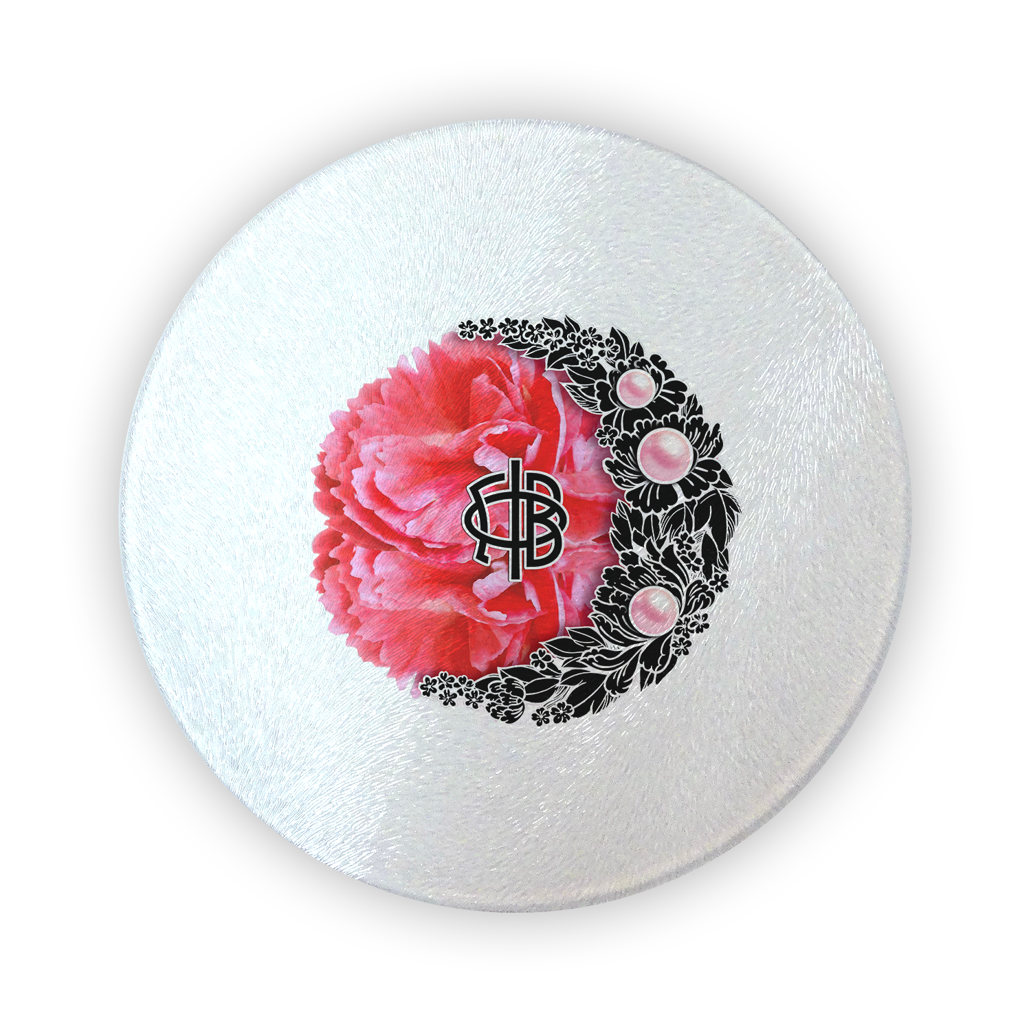 Gamma Phi Beta big little gift cutting board circular round glass