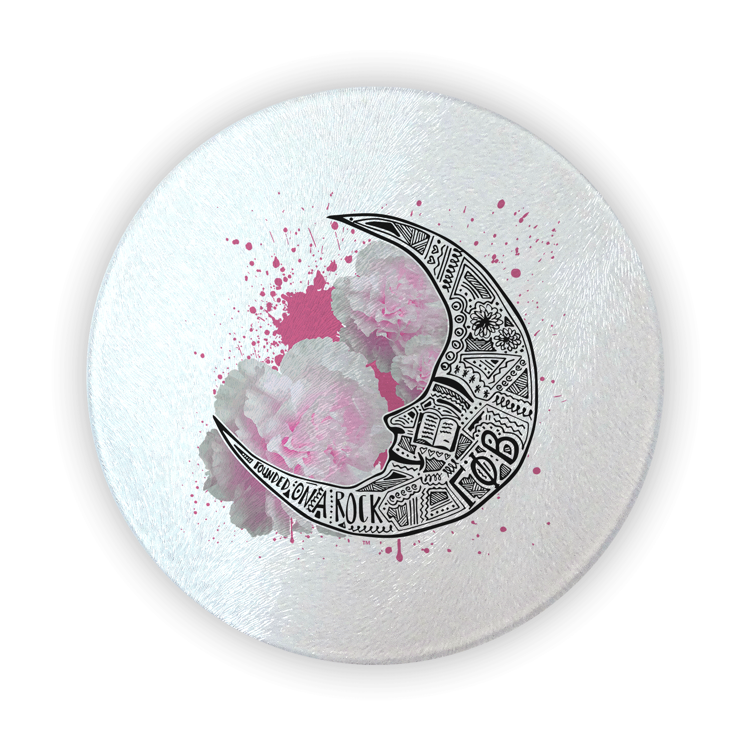 Gamma Phi Beta big little gift cutting board circular round glass