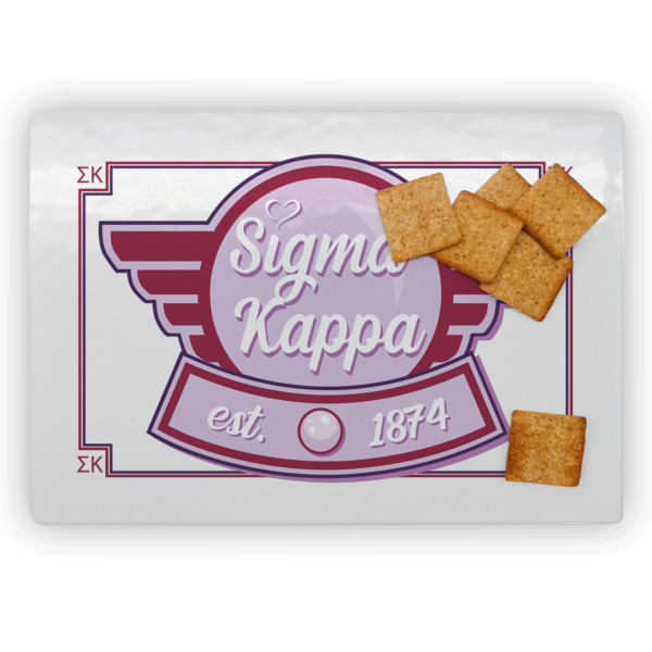 Sigma Kappa SK Sig Kap mom Mother’s Day gift dad Father’s Day bid day recruit recruitment rush tea dads bbq bar b que roller skating sisterhood brotherhood big little' lil' picnic beach vacation Christmas birthday mixer custom designs rectangle cutting board glass