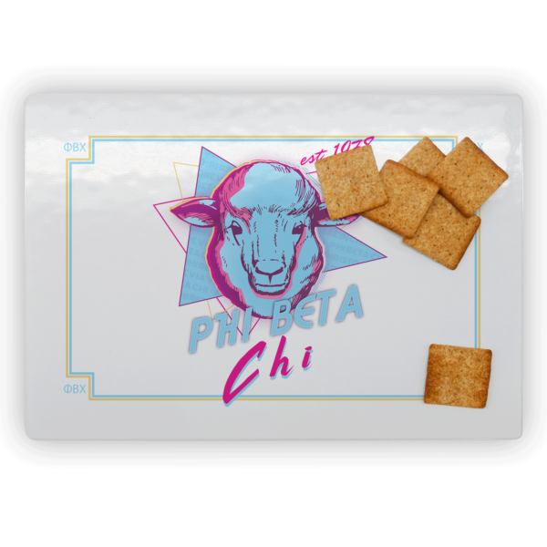 Phi Beta Chi mom Mother’s Day gift dad Father’s Day bid day recruit recruitment rush tea dads bbq barbeque roller skating sisterhood brotherhood big little' lil' picnic beach vacation Christmas birthday mixer custom designs Greek Goods rectangle glass cutting board