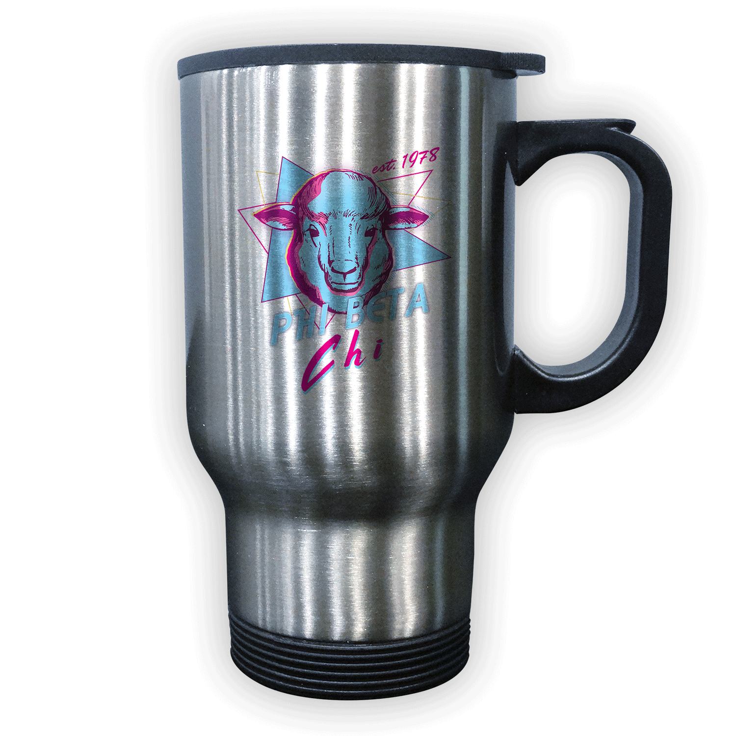 Phi Beta Chi mom Mother’s Day gift dad Father’s Day bid day recruit recruitment rush tea dads bbq barbeque roller skating sisterhood brotherhood big little' lil' picnic beach vacation Christmas birthday mixer custom designs Greek Goods stainless steel travel coffee mug