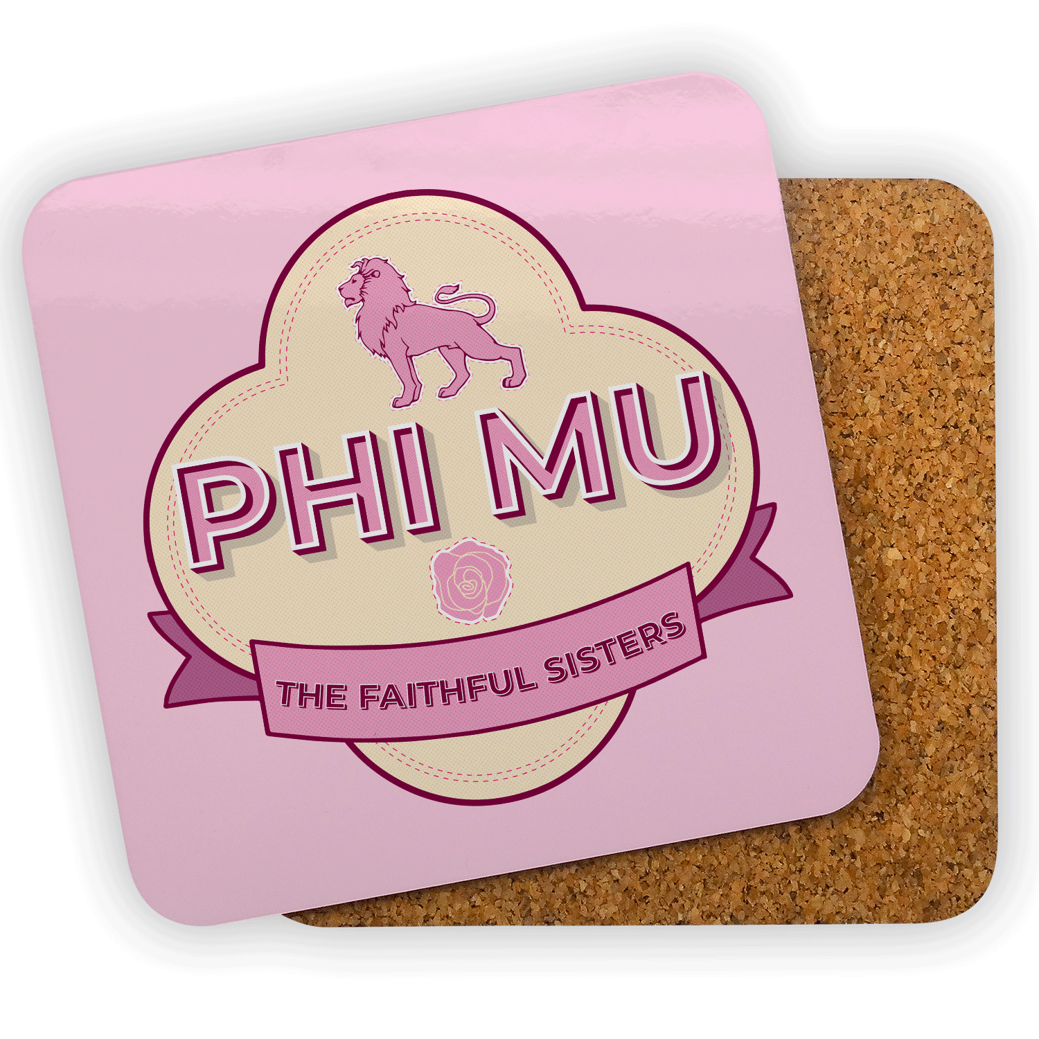 Phi Mu mom Mother’s Day gift dad Father’s Day bid day recruit recruitment rush tea dads bbq barbeque roller skating sisterhood brotherhood big little' lil' picnic beach vacation Christmas birthday mixer custom designs Greek Goods coasters