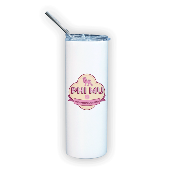 Phi Mu mom Mother’s Day gift dad Father’s Day bid day recruit recruitment rush tea dads bbq barbeque roller skating sisterhood brotherhood big little' lil' picnic beach vacation Christmas birthday mixer custom designs Greek Goods travel tumbler with straw stainless steel