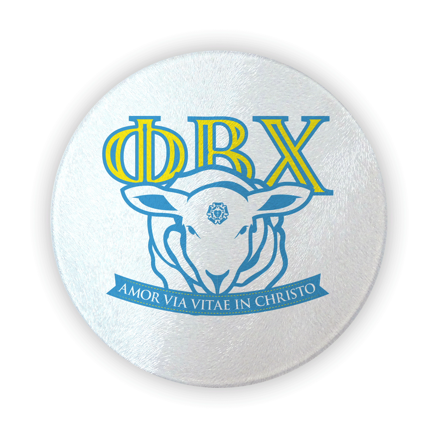 Phi Beta Chi mom Mother’s Day gift dad Father’s Day bid day recruit recruitment rush tea dads bbq barbeque roller skating sisterhood brotherhood big little' lil' picnic beach vacation Christmas birthday mixer custom designs Greek Goods circular round glass cutting board