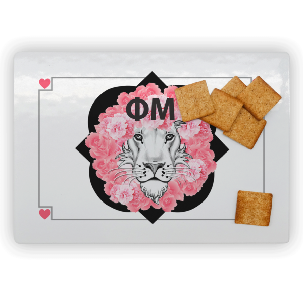 Phi Mu mom Mother’s Day gift dad Father’s Day bid day recruit recruitment rush tea dads bbq barbeque roller skating sisterhood brotherhood big little' lil' picnic beach vacation Christmas birthday mixer custom designs Greek Goods rectangle glass cutting board