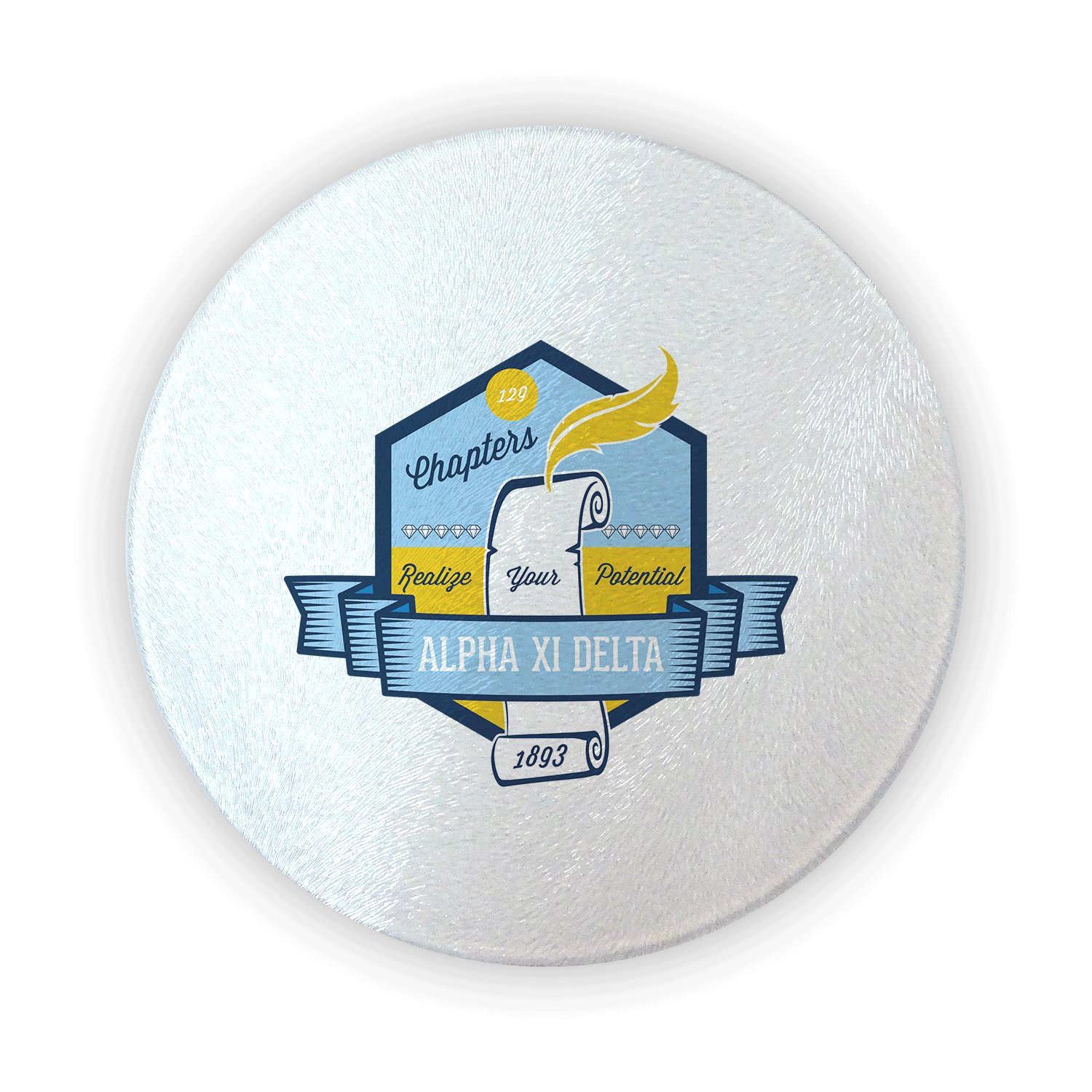 Alpha Xi Delta AZD AZeeD Alpha Sigma Alpha ASA mom Mother’s Day gift dad Father’s Day bid day recruit recruitment rush tea dads bbq barbecue roller skating sisterhood brotherhood big little' lil' picnic beach vacation Christmas birthday mixer custom designs Greek Goods circular round glass cutting board