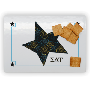 Sigma Delta Tau mom Mother’s Day gift dad Father’s Day bid day recruit recruitment rush tea dads bbq barbecue roller skating sisterhood brotherhood big little' lil' picnic beach vacation Christmas birthday mixer custom designs Greek Goods rectangle glass cutting board