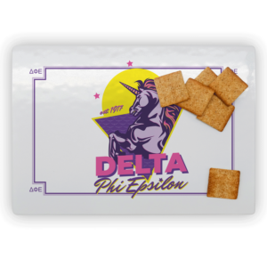 Delta Phi Epsilon DPhiE mom Mother’s Day gift dad Father’s Day bid day recruit recruitment rush tea dads bbq barbecue roller skating sisterhood brotherhood big little' lil' picnic beach vacation Christmas birthday mixer custom designs Greek Goods canvas tote bag rectangle glass cutting board
