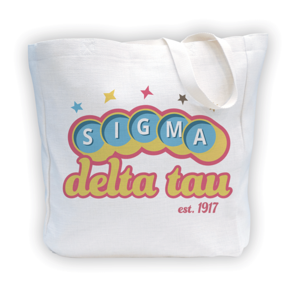 Sigma Delta Tau mom Mother’s Day gift dad Father’s Day bid day recruit recruitment rush tea dads bbq barbecue roller skating sisterhood brotherhood big little' lil' picnic beach vacation Christmas birthday mixer custom designs Greek Goods canvas tote bag