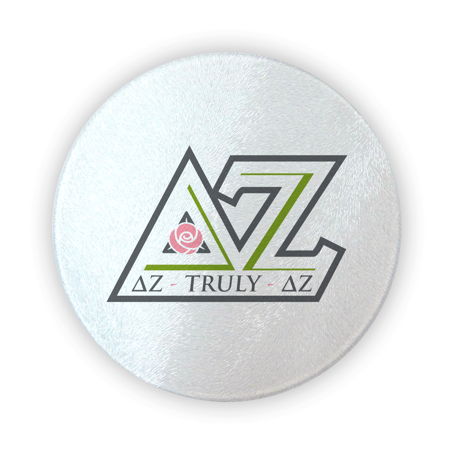 Delta Zeta DZ mom Mother’s Day gift dad Father’s Day bid day recruit recruitment rush tea dads bbq barbecue roller skating sisterhood brotherhood big little' lil' picnic beach vacation Christmas birthday mixer custom designs Greek Goods circular round glass cutting board