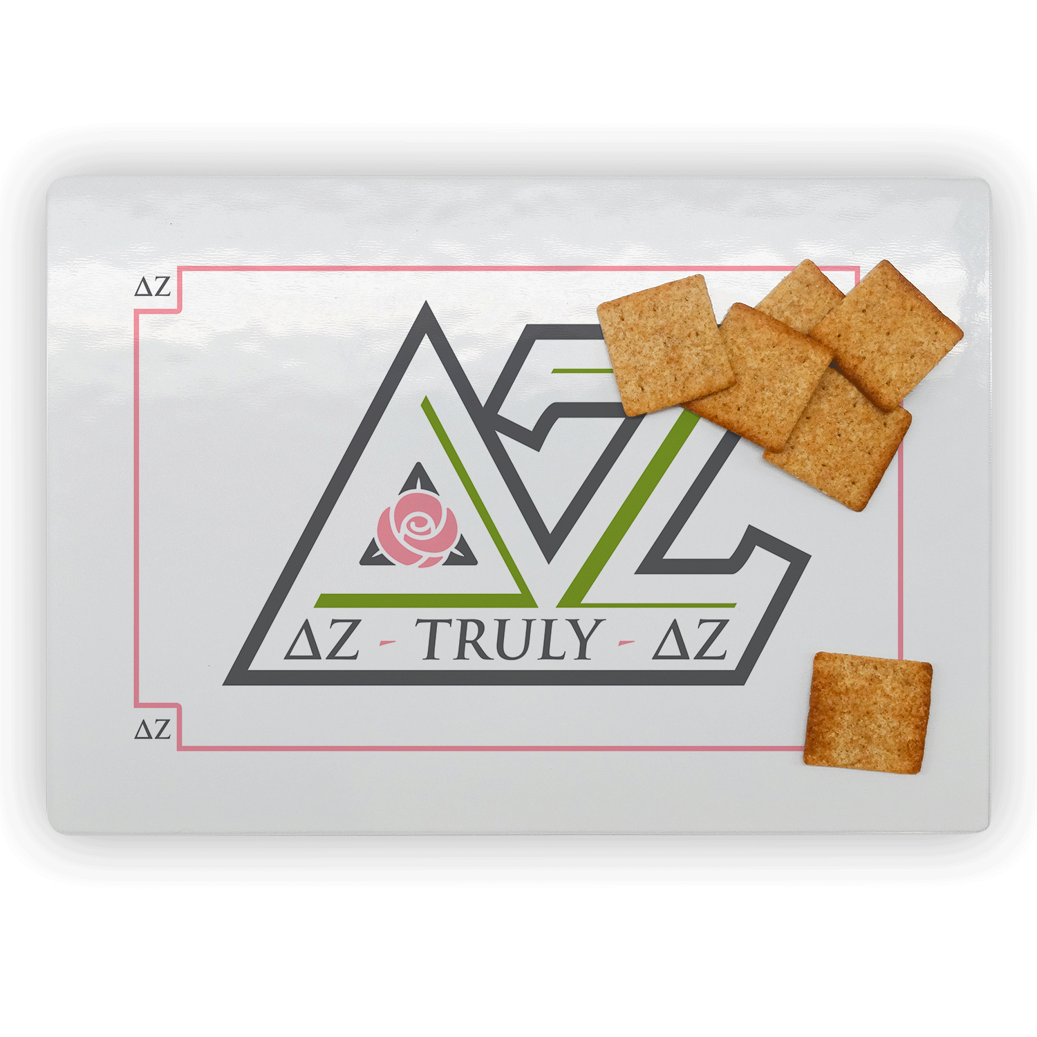 Delta Zeta DZ mom Mother’s Day gift dad Father’s Day bid day recruit recruitment rush tea dads bbq barbecue roller skating sisterhood brotherhood big little' lil' picnic beach vacation Christmas birthday mixer custom designs Greek Goods rectangle glass cutting board