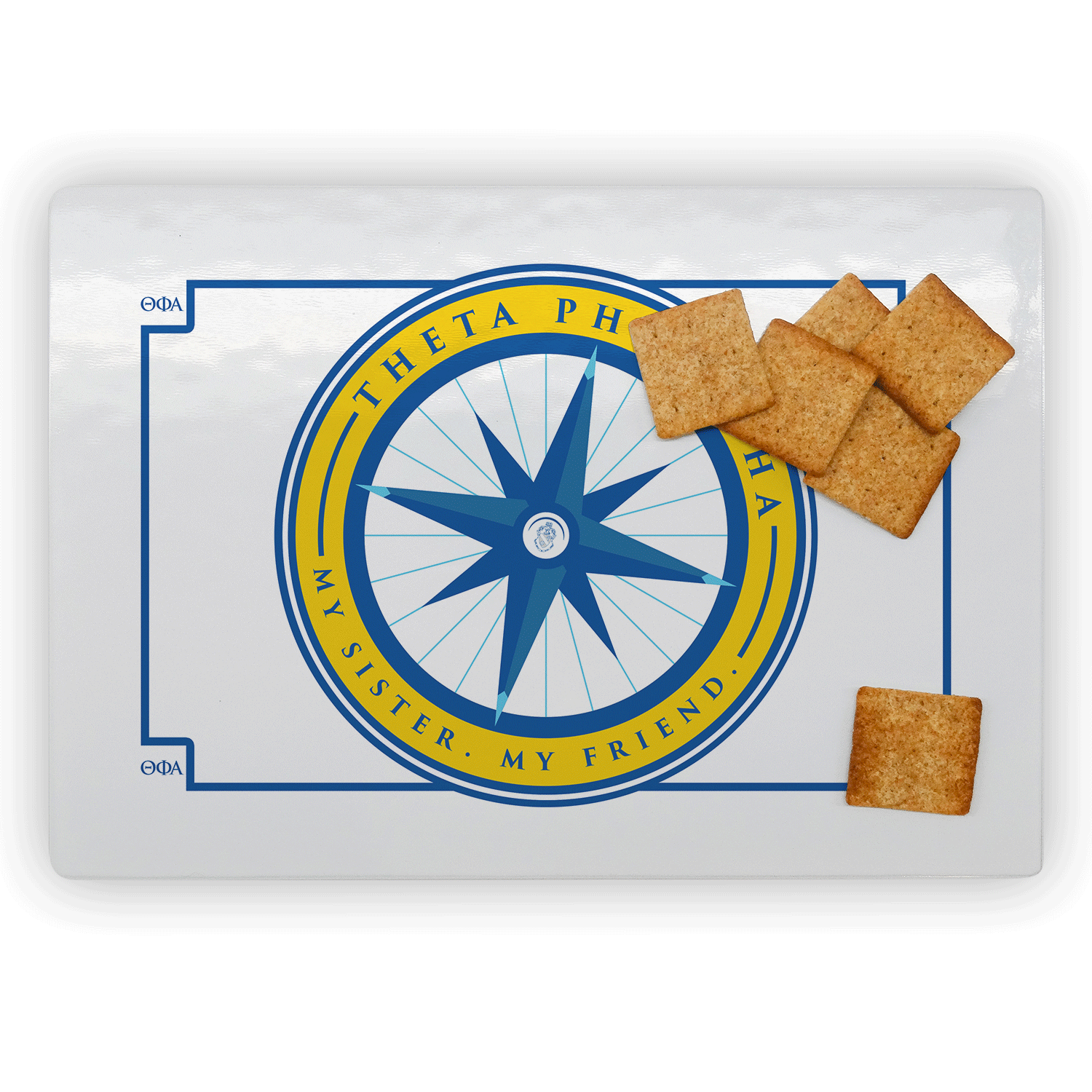 Theta Phi Alpha mom Mother’s Day gift dad Father’s Day bid day recruit recruitment rush tea dads bbq barbecue roller skating sisterhood brotherhood big little' lil' picnic beach vacation Christmas birthday mixer custom designs Greek Goods rectangle cutting board