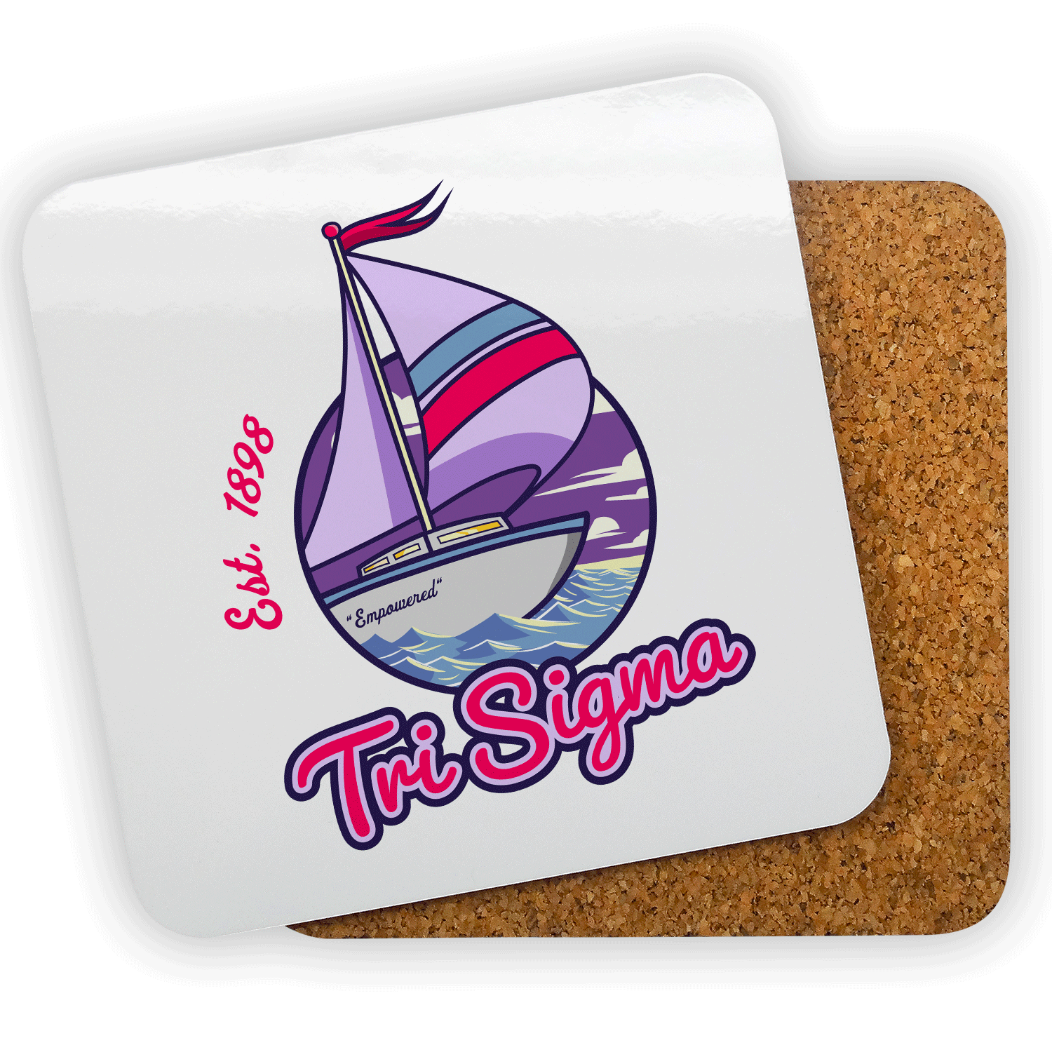 Sigma Sigma Sigma Tri Sig Tri Sigma mom Mother’s Day gift dad Father’s Day bid day recruit recruitment rush tea dads bbq barbecue roller skating sisterhood brotherhood big little' lil' picnic beach vacation Christmas birthday mixer custom designs Greek Goods coaster