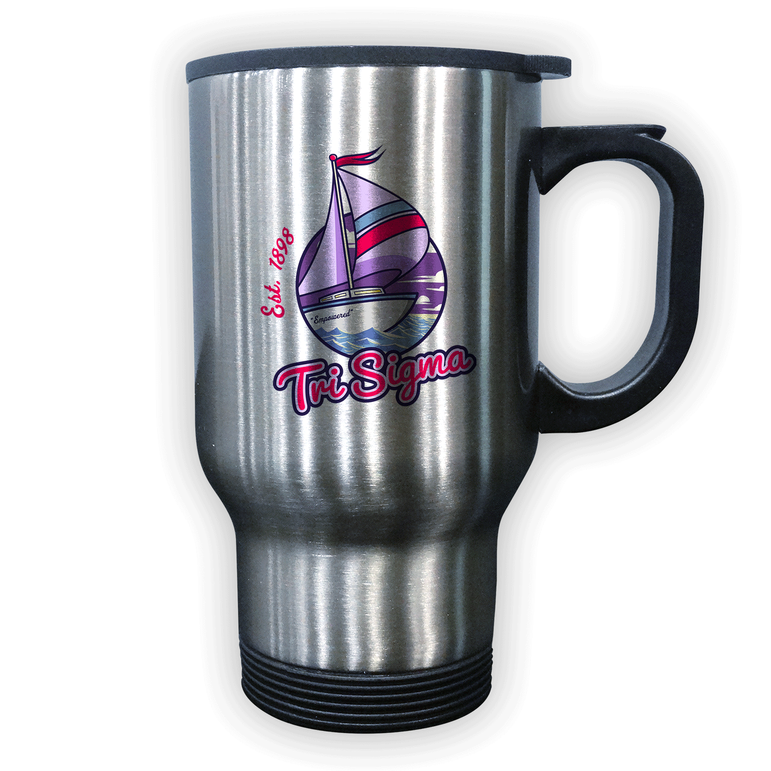 Sigma Sigma Sigma Tri Sig Tri Sigma mom Mother’s Day gift dad Father’s Day bid day recruit recruitment rush tea dads bbq barbecue roller skating sisterhood brotherhood big little' lil' picnic beach vacation Christmas birthday mixer custom designs Greek Goods stainless steel travel mug cup