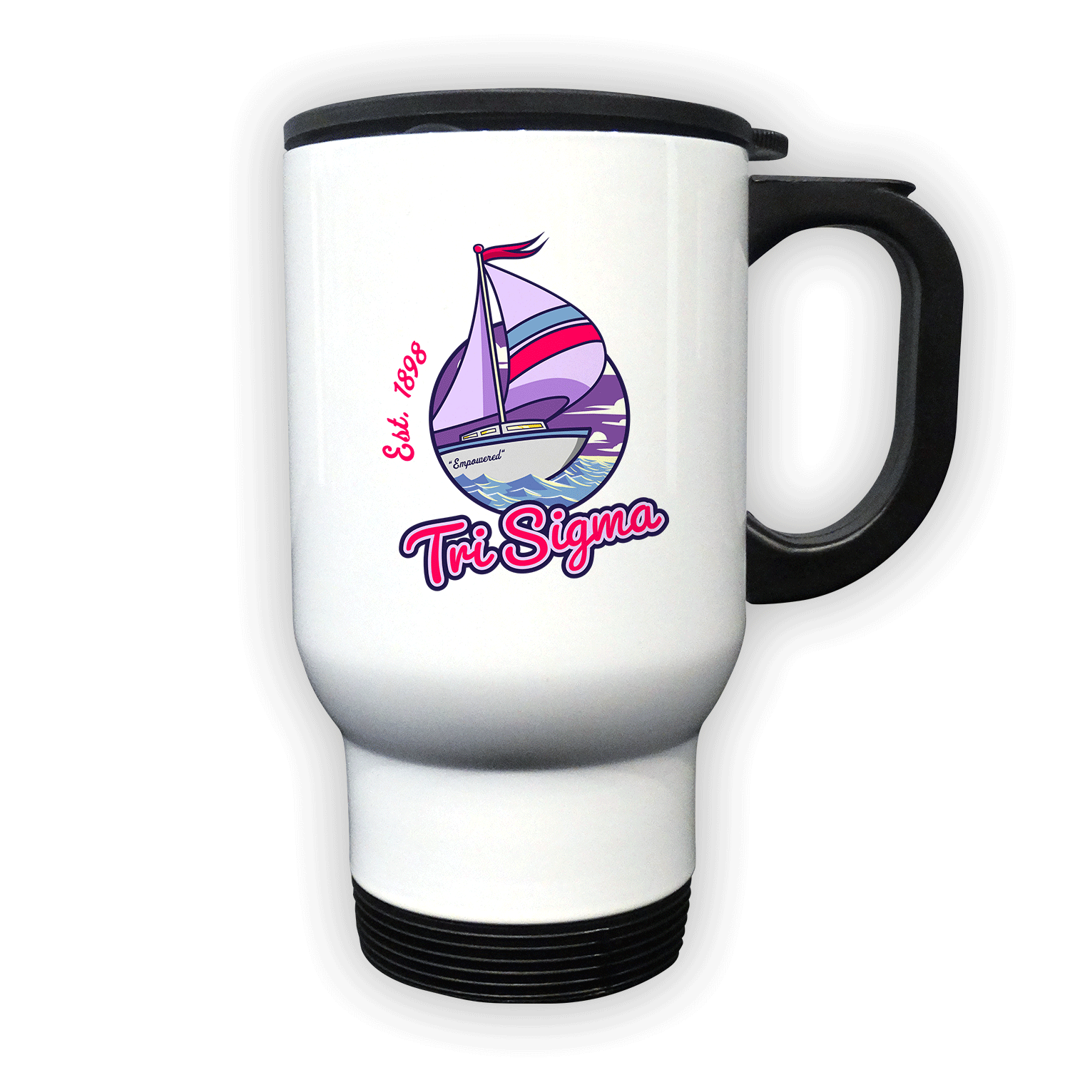 Sigma Sigma Sigma Tri Sig Tri Sigma mom Mother’s Day gift dad Father’s Day bid day recruit recruitment rush tea dads bbq barbecue roller skating sisterhood brotherhood big little' lil' picnic beach vacation Christmas birthday mixer custom designs Greek Goods travel coffee mug