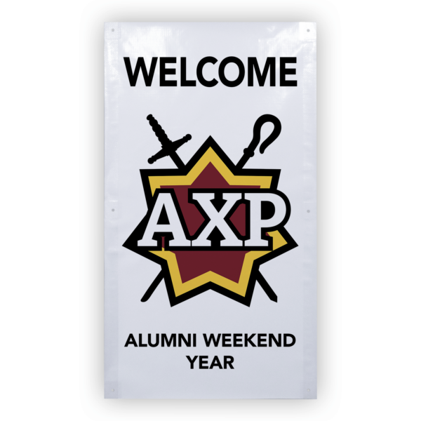 Alpha Chi Rho AXP mom Mother’s Day gift dad Father’s Day bid day recruit recruitment rush tea dads bbq barbecue roller skating sisterhood brotherhood big little' lil' picnic beach vacation Christmas birthday mixer custom designs Greek Goods welcome banner vertical